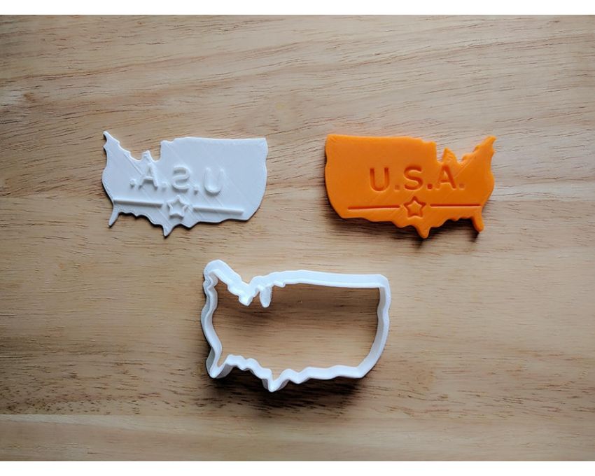 USA Map Cookie Cutter and Stamp Set. USA Cookie Cutter