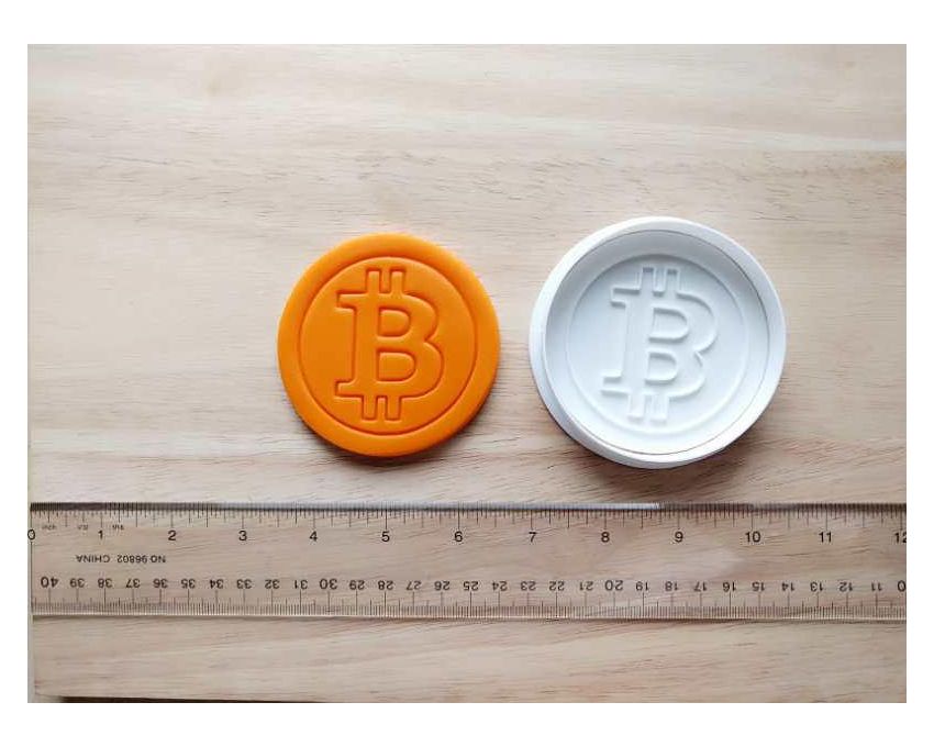 Bitcoin Cookie Cutter and Stamp Set. Unique Cookie Cutter