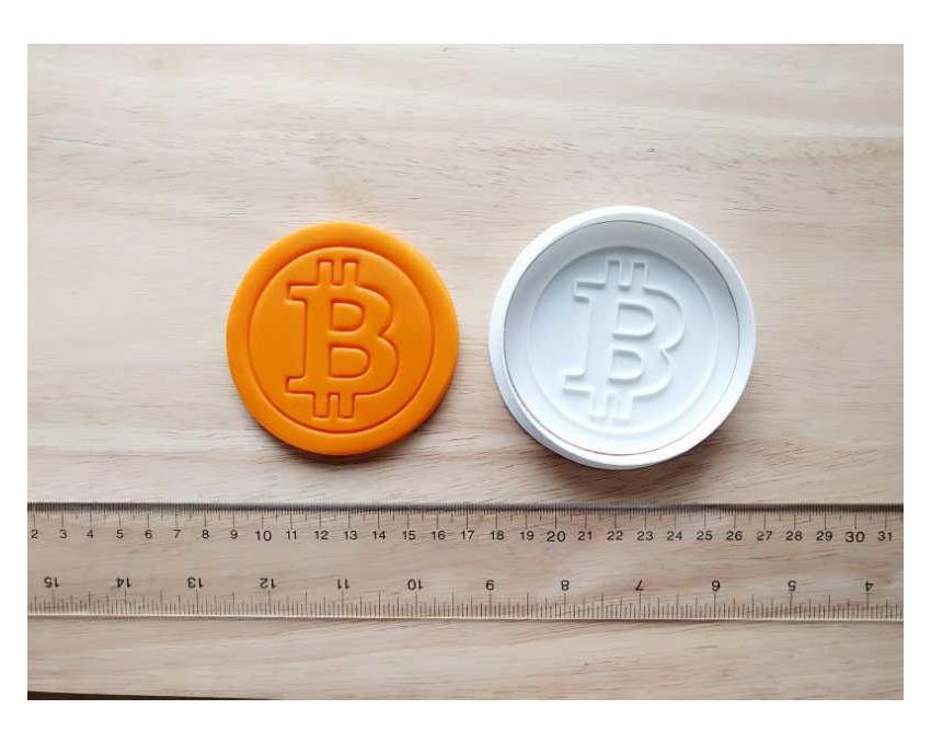 Bitcoin Cookie Cutter and Stamp Set. Unique Cookie Cutter