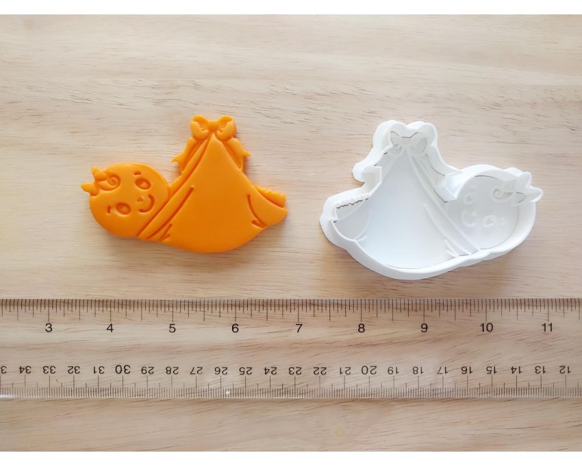 Baby Girl Cookie Cutter and Stamp Set. Baby Shower Cookie Cutter