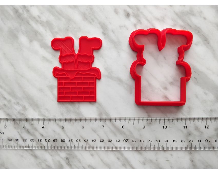 Santa In Chimney Cookie Cutter and Stamp Set. Christmas Cookie Cutter