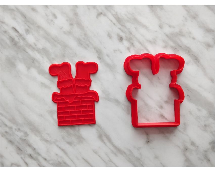 Santa In Chimney Cookie Cutter and Stamp Set. Christmas Cookie Cutter