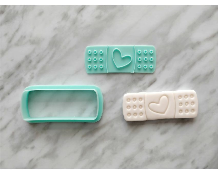Bandage Cookie Cutter and Stamp Set. Cartoon Cookie Cutter