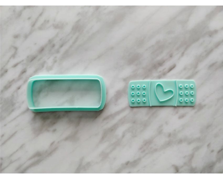 Bandage Cookie Cutter and Stamp Set. Cartoon Cookie Cutter