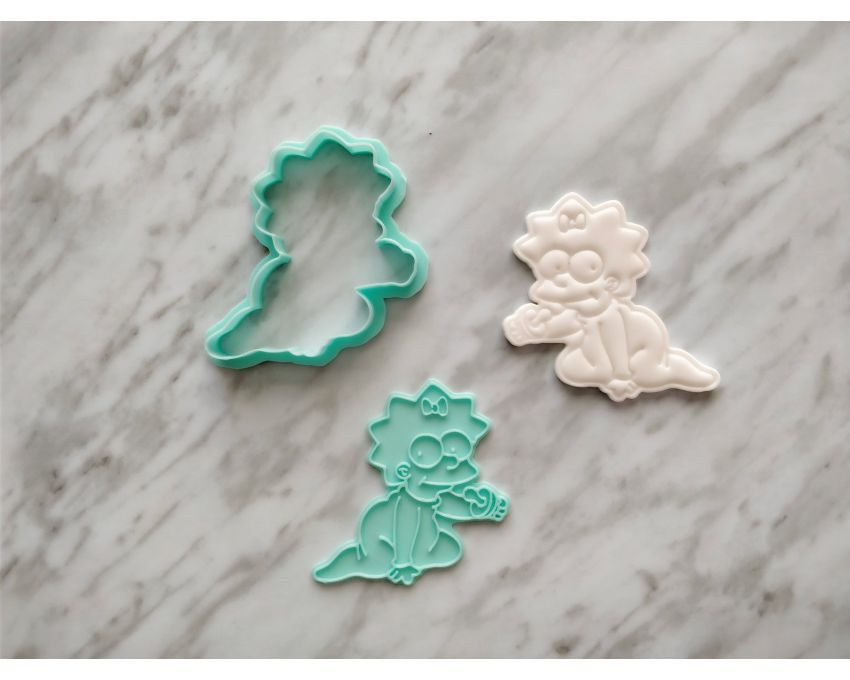 Maggie Simpson cookie Cutter and Stamp Set. Simpson Family Cookie Cutter. Cartoon Cookie Cutter