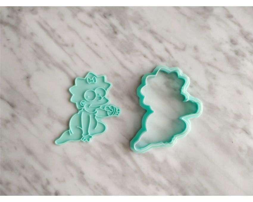 Maggie Simpson cookie Cutter and Stamp Set. Simpson Family Cookie Cutter. Cartoon Cookie Cutter