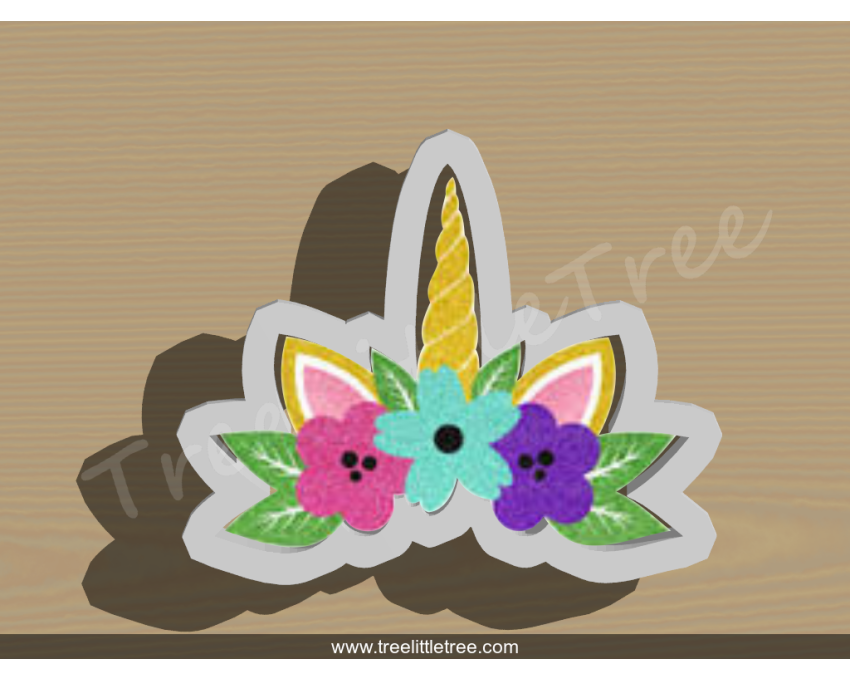 Floral Unicorn Style 2 Cookie Cutter. Unicorn Cookie Cutter