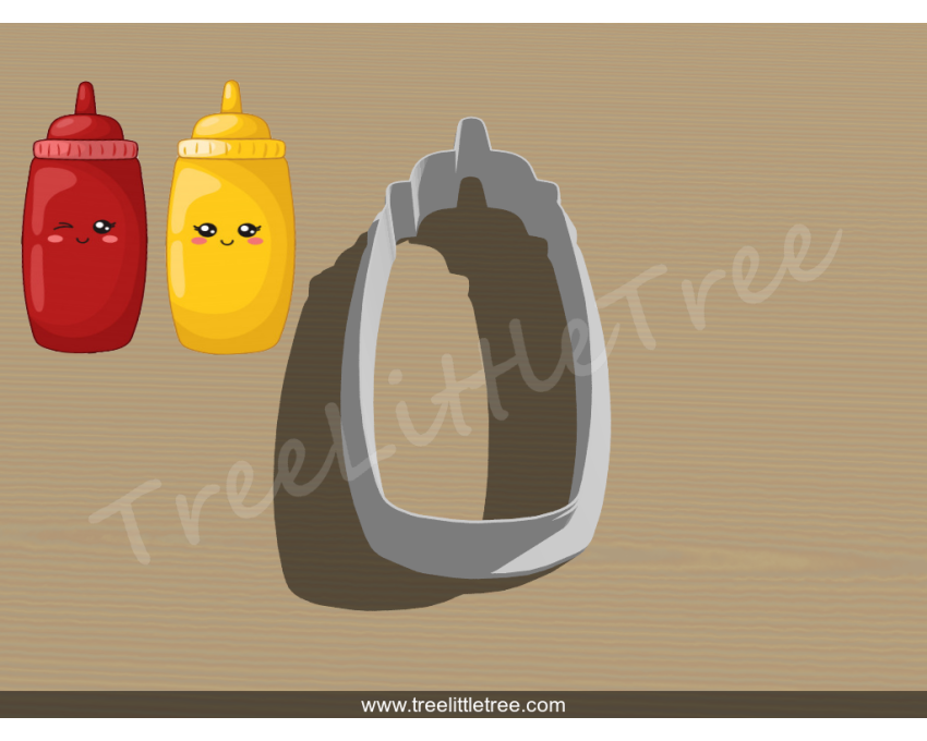 Cute Mustard/Ketchup Bottle Cookie Cutter. Summer Season Cookie Cutter. BBQ Cookie Cutter
