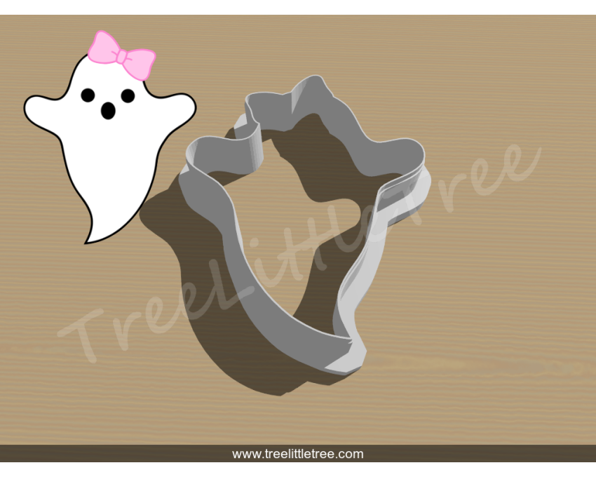 Boo with Bow Cookie Cutter. Halloween Cookie Cutter.