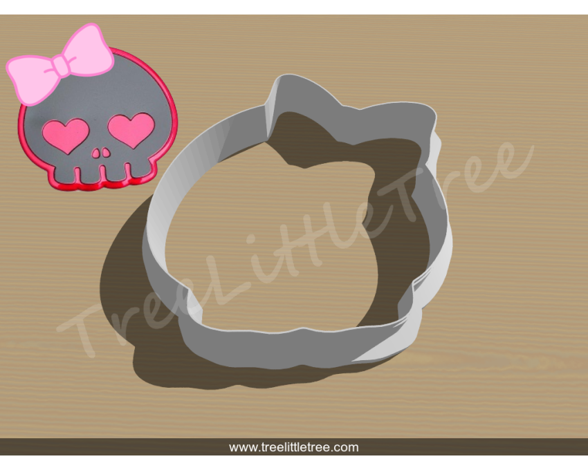 Skull with Bow Cookie Cutter. Halloween Cookie Cutter.