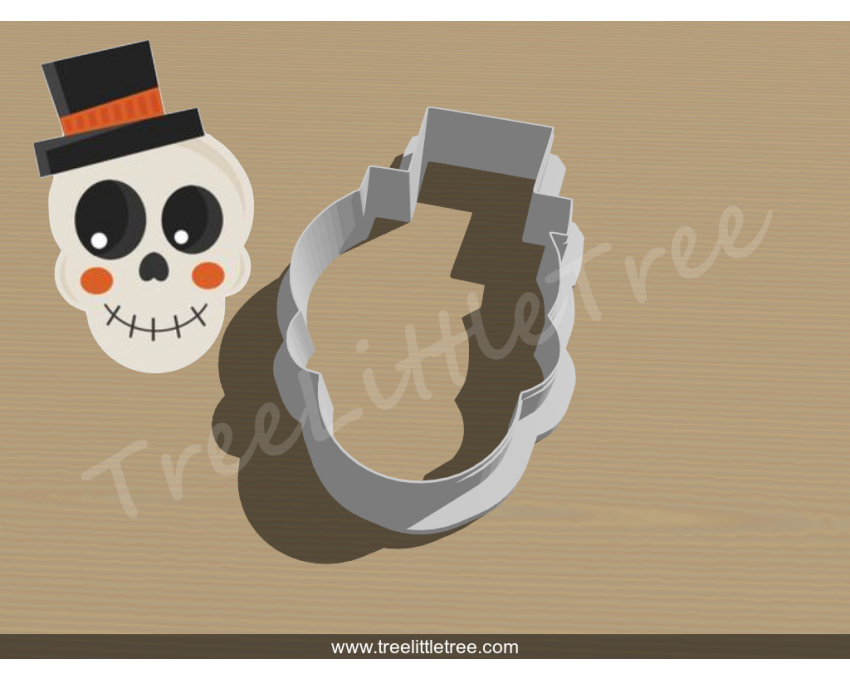Skull with Hat Cookie Cutter. Halloween Cookie Cutter. 