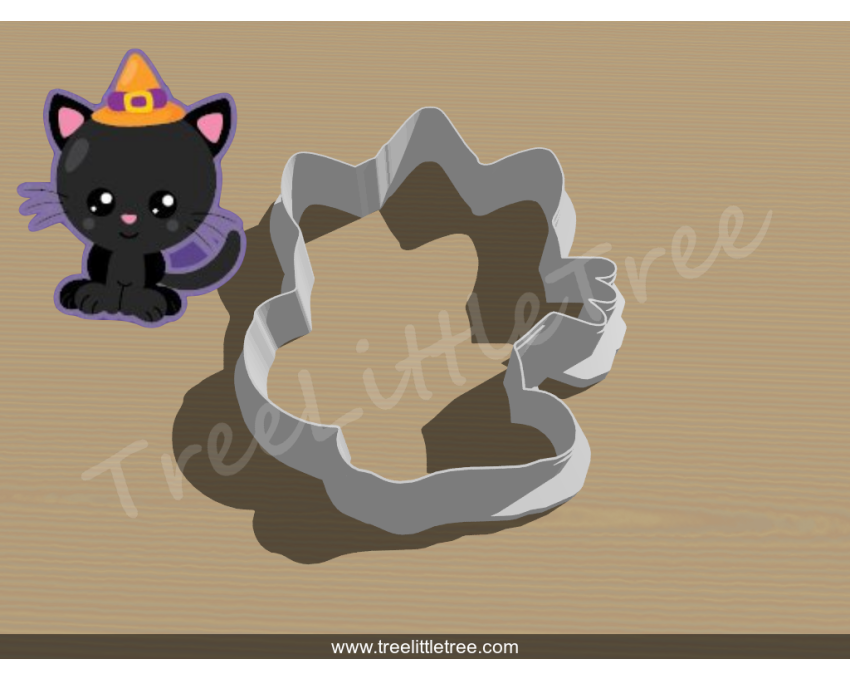 Witch Cat Cookie Cutter. Halloween Cookie Cutter.