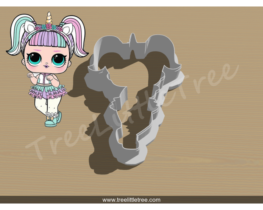 Unicorn Doll Full Body Cookie Cutter. LOL Dolls Cookie Cutter. Unicorn Cookie Cutter