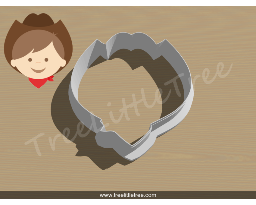 Cowboy Head Cookie Cutter. Baby Shower Cookie Cutter. Cowboy Baby Cookie Cutter