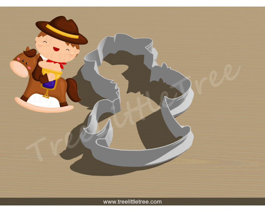 Riding Cowboy Baby Cookie Cutter. Baby Shower Cookie Cutter. Cowboy Baby Cookie Cutter