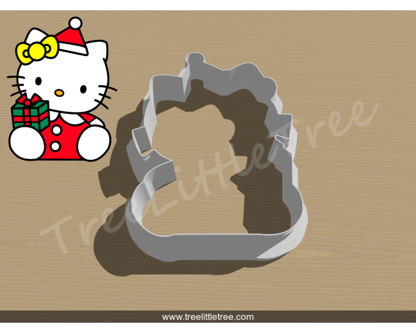 Christmas Hello Kitty Style 1 Cookie Cutter. Christmas Cookie Cutter.  Cartoon Cookie Cutter