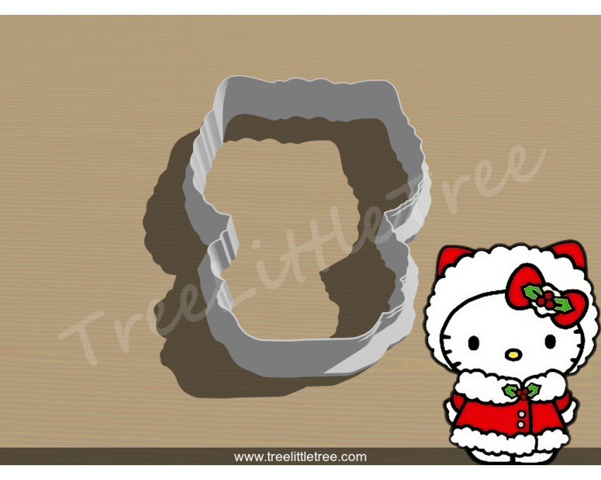 Christmas Hello Kitty Style 3 Cookie Cutter. Christmas Cookie Cutter.  Cartoon Cookie Cutter