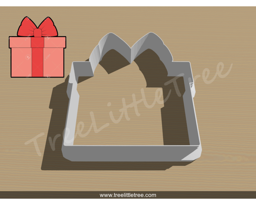 Gift Box Style 2 Cookie Cutter. Christmas Cookie Cutter. Holiday Cookie Cutter