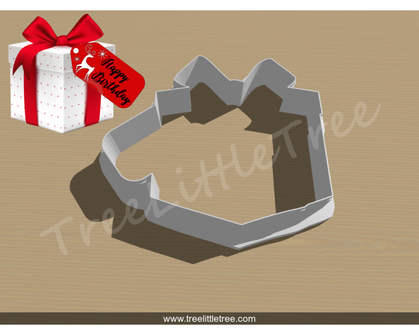 Gift Box with Tag Cookie Cutter. Christmas Cookie Cutter. Holiday Cookie Cutter
