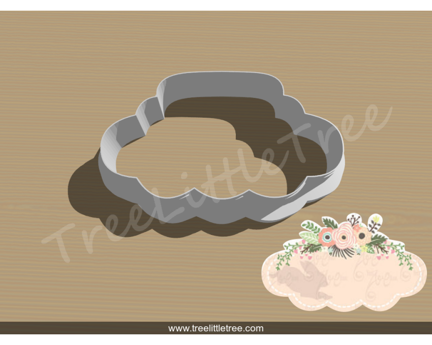 Floral Plaque Cookie Cutter. Unique Cookie Cutter. 