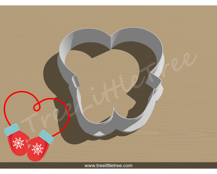 Mitten Heart Plaque Cookie Cutter. Christmas Cookie Cutter