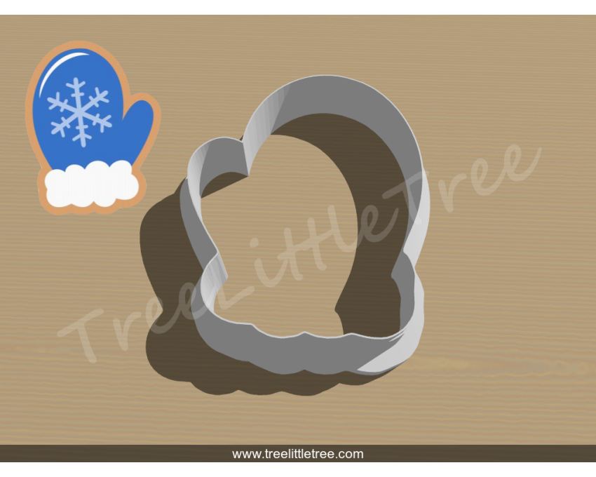 Mitten Style 2  Cookie Cutter. Christmas Cookie Cutter