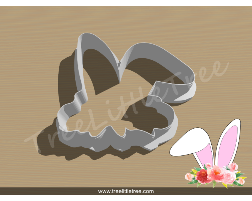 Floral Bunny Ear Cookie Cutter. Easter Cookie Cutter