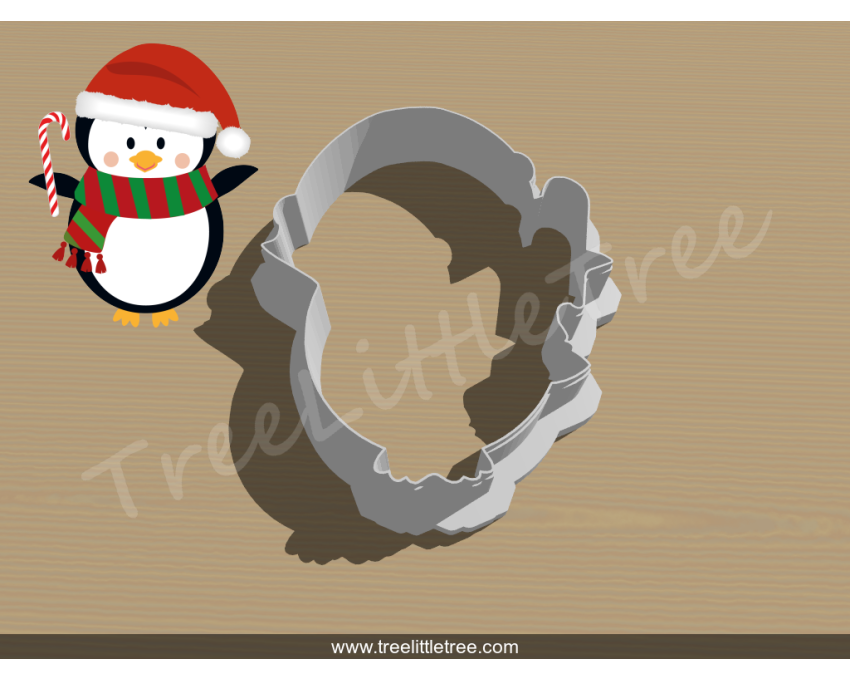 Penguin with Candy Cane Cookie Cutter. Christmas Cookie Cutter.  Animal Cookie Cutter