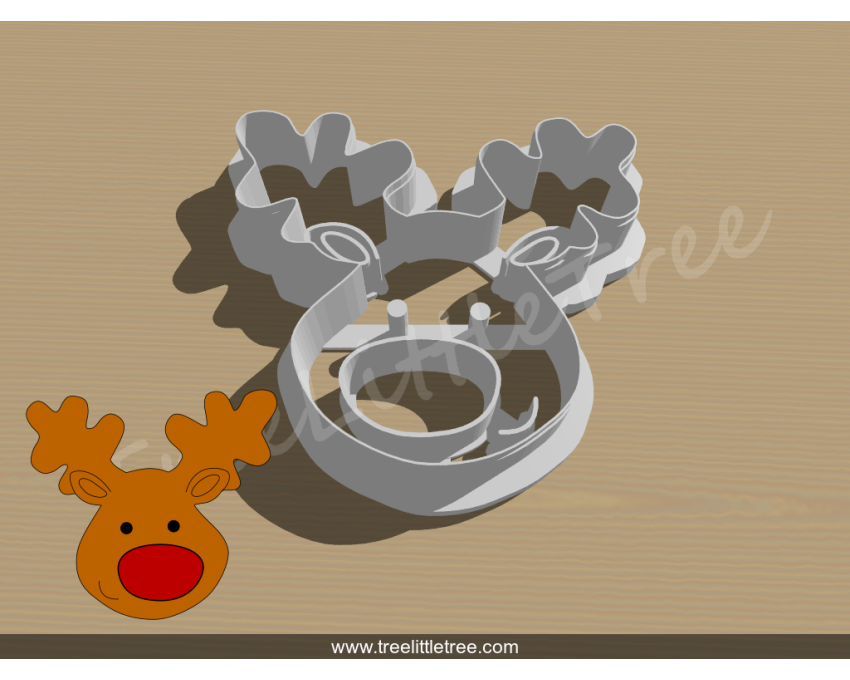 Cute Reindeer Head Cookie Cutter. Christmas Cookie Cutter. Animal Cookie Cutter