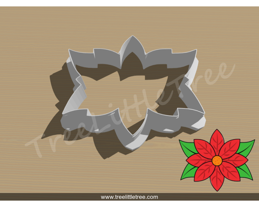 Christmas Poinsettia Style 2 Cookie Cutter. Christmas Cookie Cutter. 