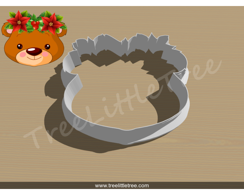 Beary Christmas Style 2 Cookie Cutter. Christmas Cookie Cutter.  Animal Cookie Cutter