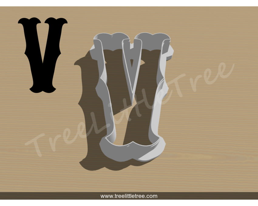Carnival Letter V Cookie Cutter. Alphabet Cookie Cutter