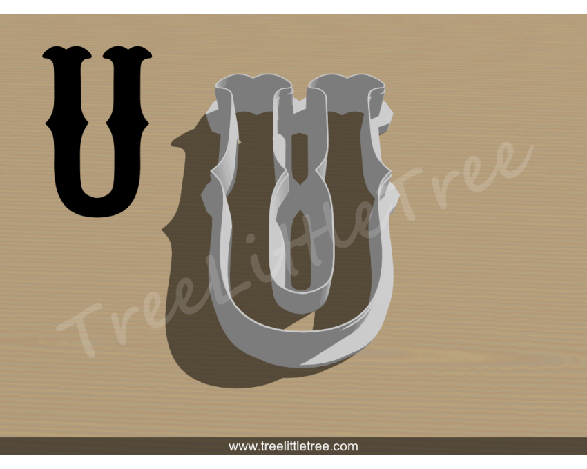 Carnival Letter U Cookie Cutter. Alphabet Cookie Cutter
