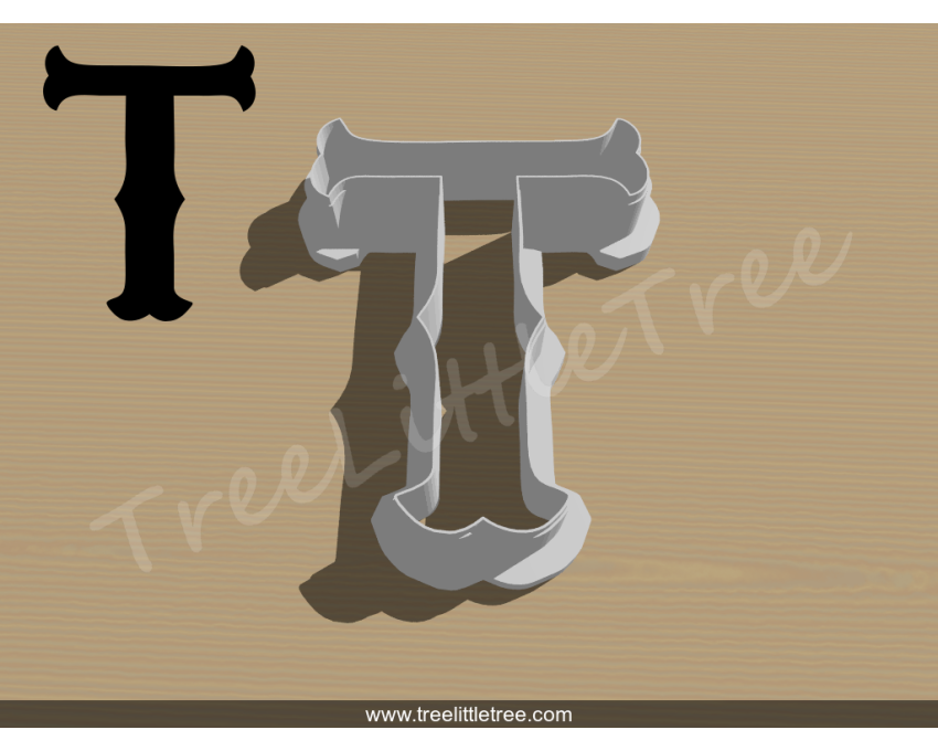 Carnival Letter T Cookie Cutter. Alphabet Cookie Cutter