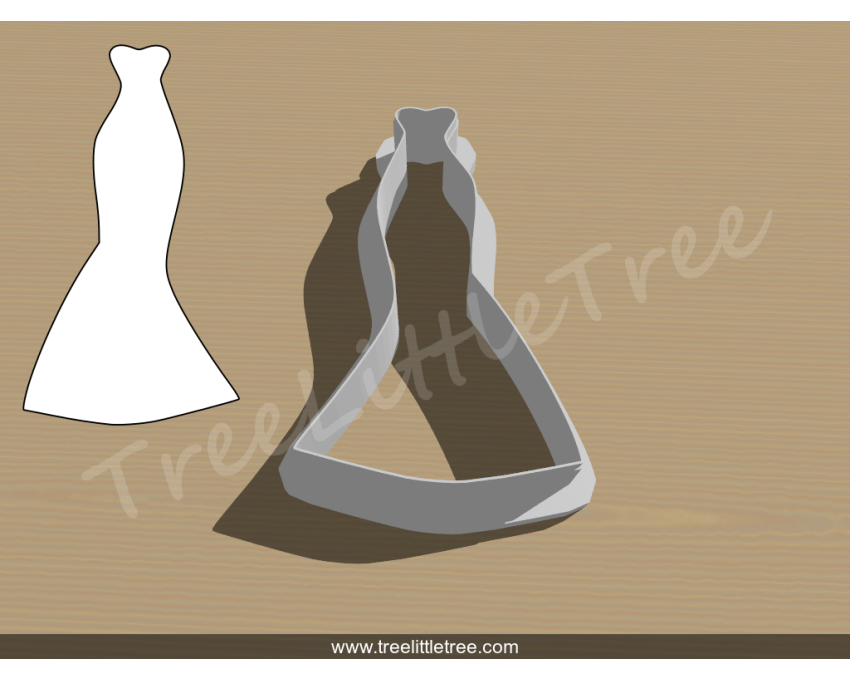 Wedding Dress Style 2 Cookie Cutter. Wedding Cookie Cutter