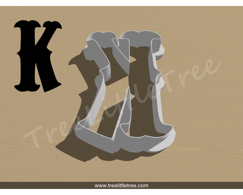 Carnival Letter K Cookie Cutter. Alphabet Cookie Cutter
