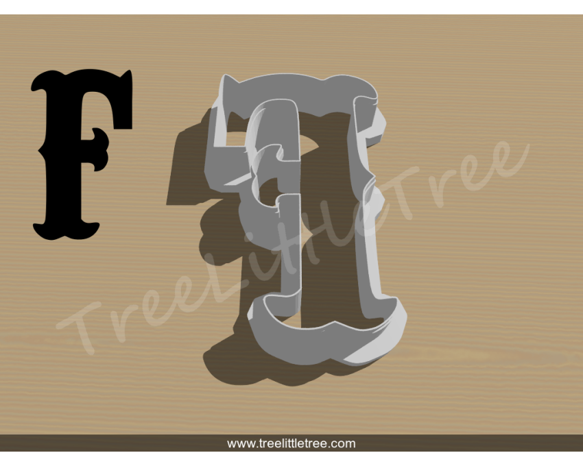 Carnival Letter F Cookie Cutter. Alphabet Cookie Cutter