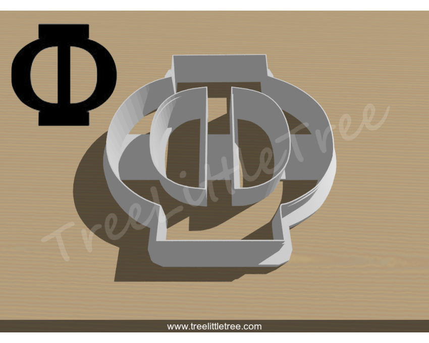 Greek Letter Phi Cookie Cutter. Alphabet Cookie Cutter