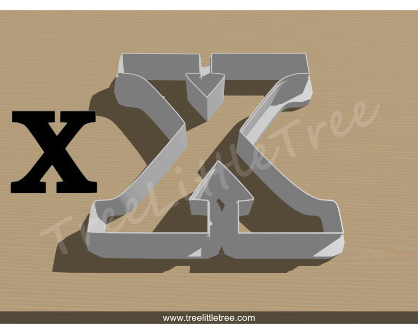 Greek Letter Chi Cookie Cutter. Alphabet Cookie Cutter