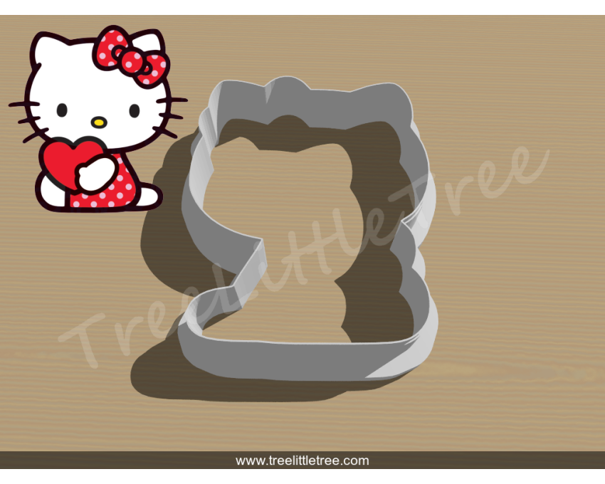Hello Kitty with Heart Cookie Cutter. Valentine's day Cookie Cutter. Hello Kitty Cookie Cutter