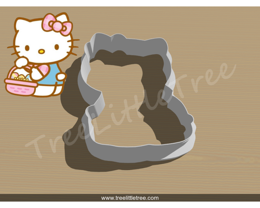 Hello Kitty with Easter Egg Basket Cookie Cutter. Easter Cookie Cutter. Hello Kitty Cookie Cutter
