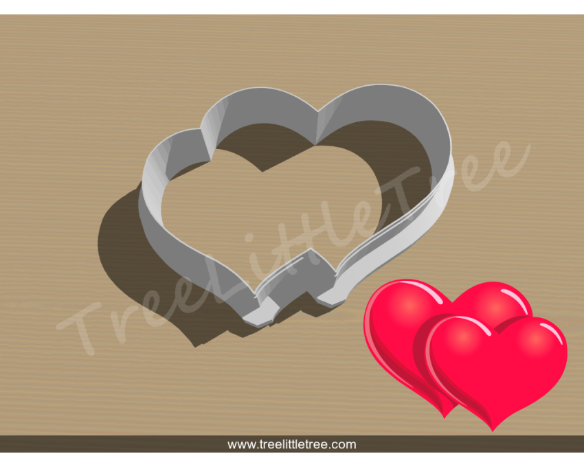 Double Heart Cookie Cutter. Valentine's day Cookie Cutter
