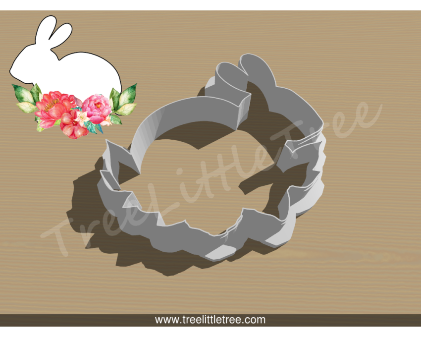 Bunny On Flower Cookie Cutter. Easter Cookie Cutter