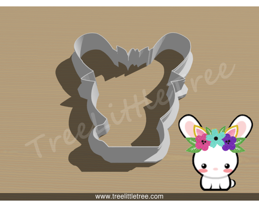 Floral Cute Bunny Cookie Cutter. Easter Cookie Cutter. Animal Cookie Cutter