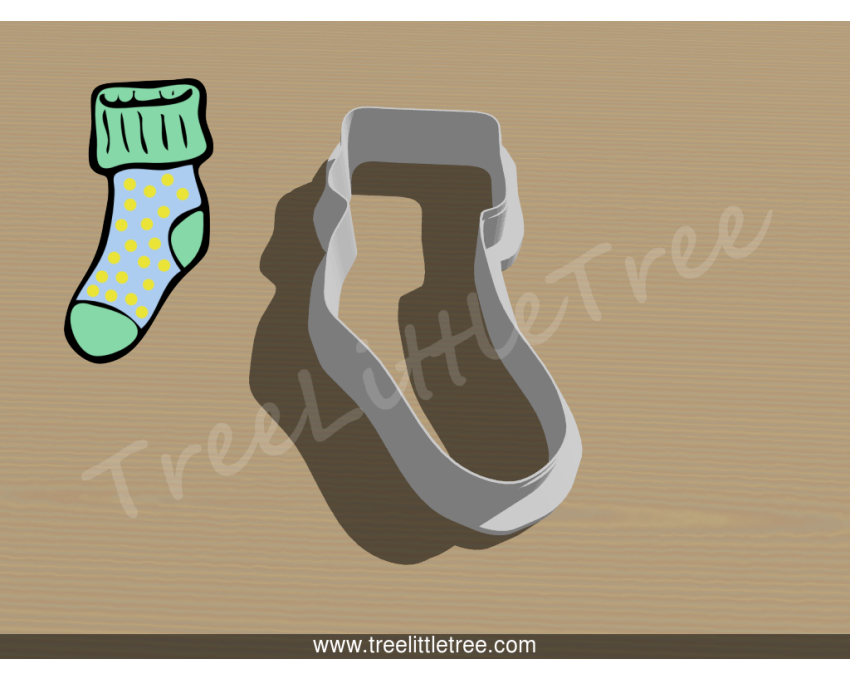 Sock Style 1 Cookie Cutter. Unique Cookie Cutter