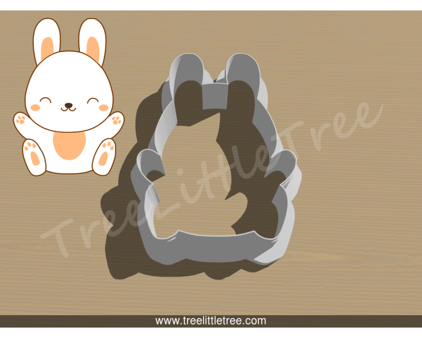 Happy Bunny Cookie Cutter. Easter Cookie Cutter. Animal Cookie Cutter