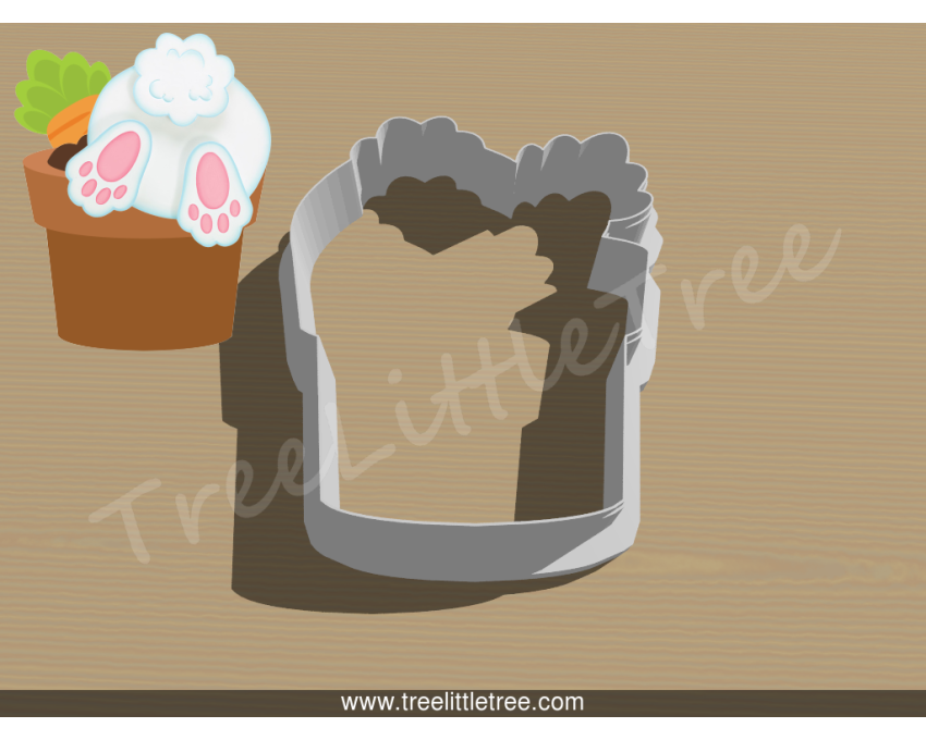 Bunny in Carrot Pot Cookie Cutter. Easter Cookie Cutter. Animal Cookie Cutter