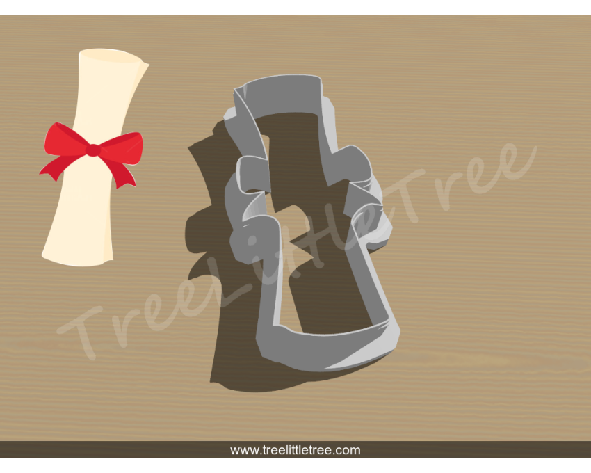 Diploma Scroll Style 1 Cookie Cutter. School/Grad Cookie Cutter
