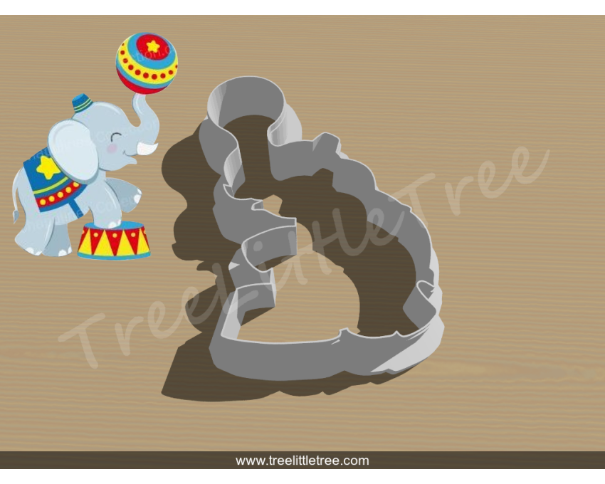 Circus Elephant With Ball Cookie Cutter. Baby Shower Cookie Cutter. Circus Baby Cookie Cutter