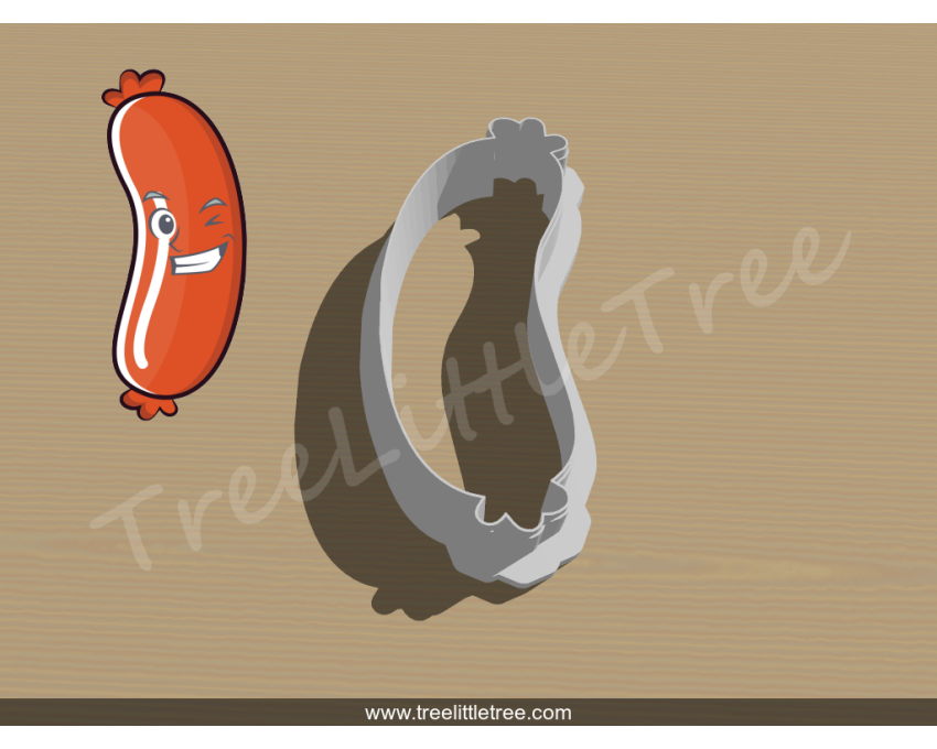 BBQ Sausage Cookie Cutter. Summer Season Cookie Cutter. BBQ Cookie Cutter